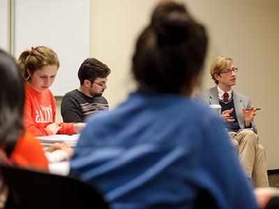 Students at desks in classroom